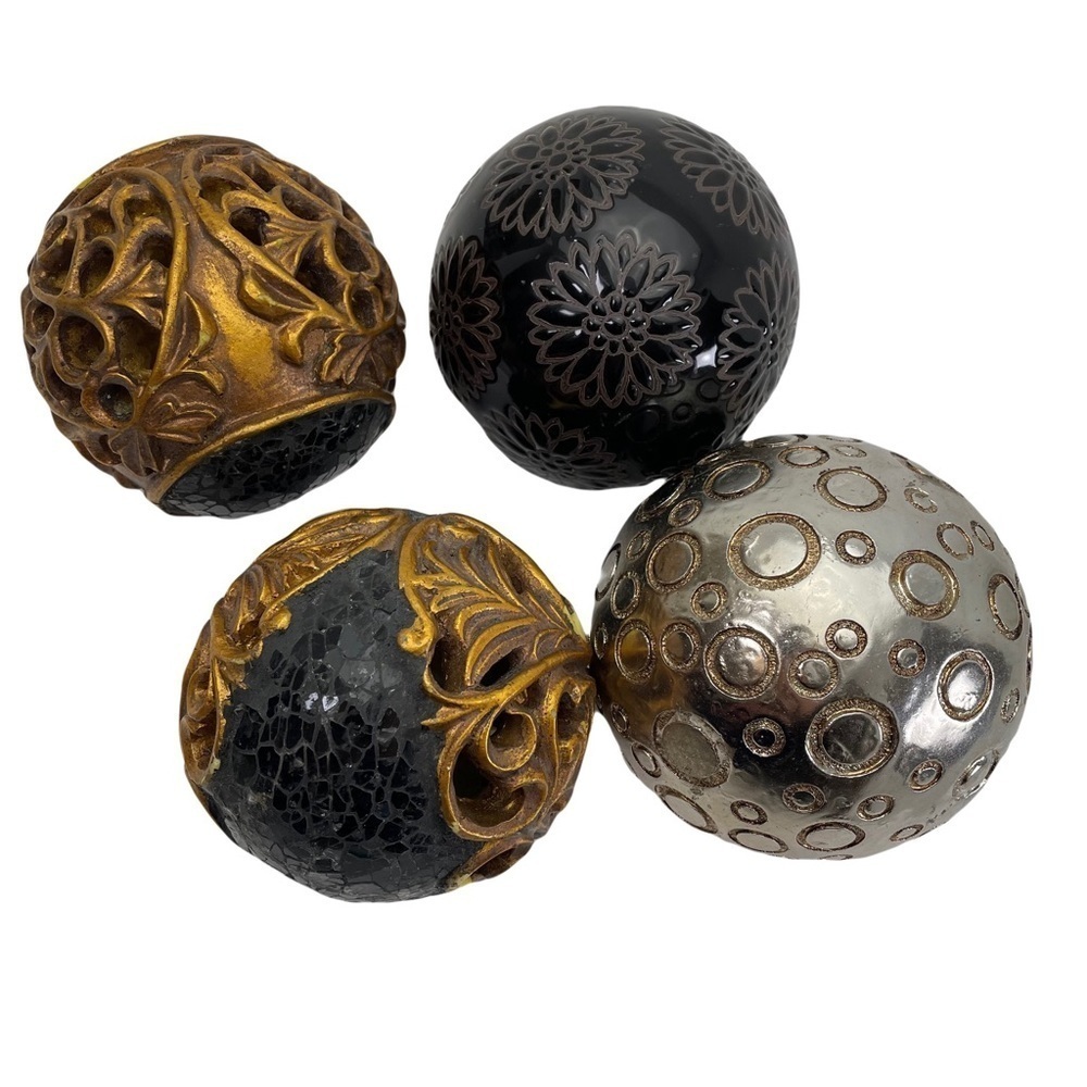 Glass Metal Mixed Decorative Orbs Lot of 4